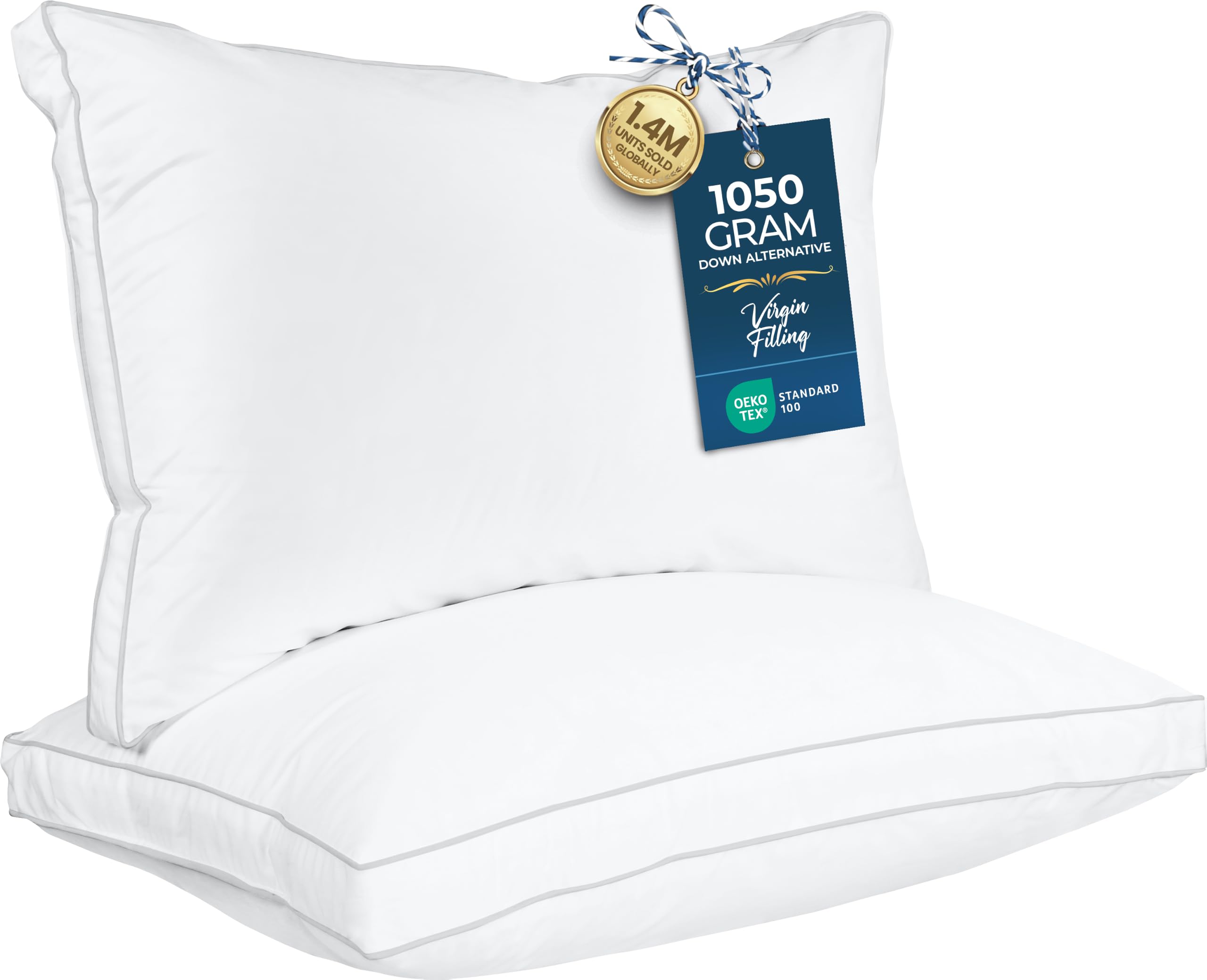 Utopia Bedding Almohadas de Cama para Dormir tamaño Queen (Blanco), Juego de 2, Calidad de Hotel refrescante, Almohada Reforzada para Dormir Boca Arriba, Boca Abajo o de Lado