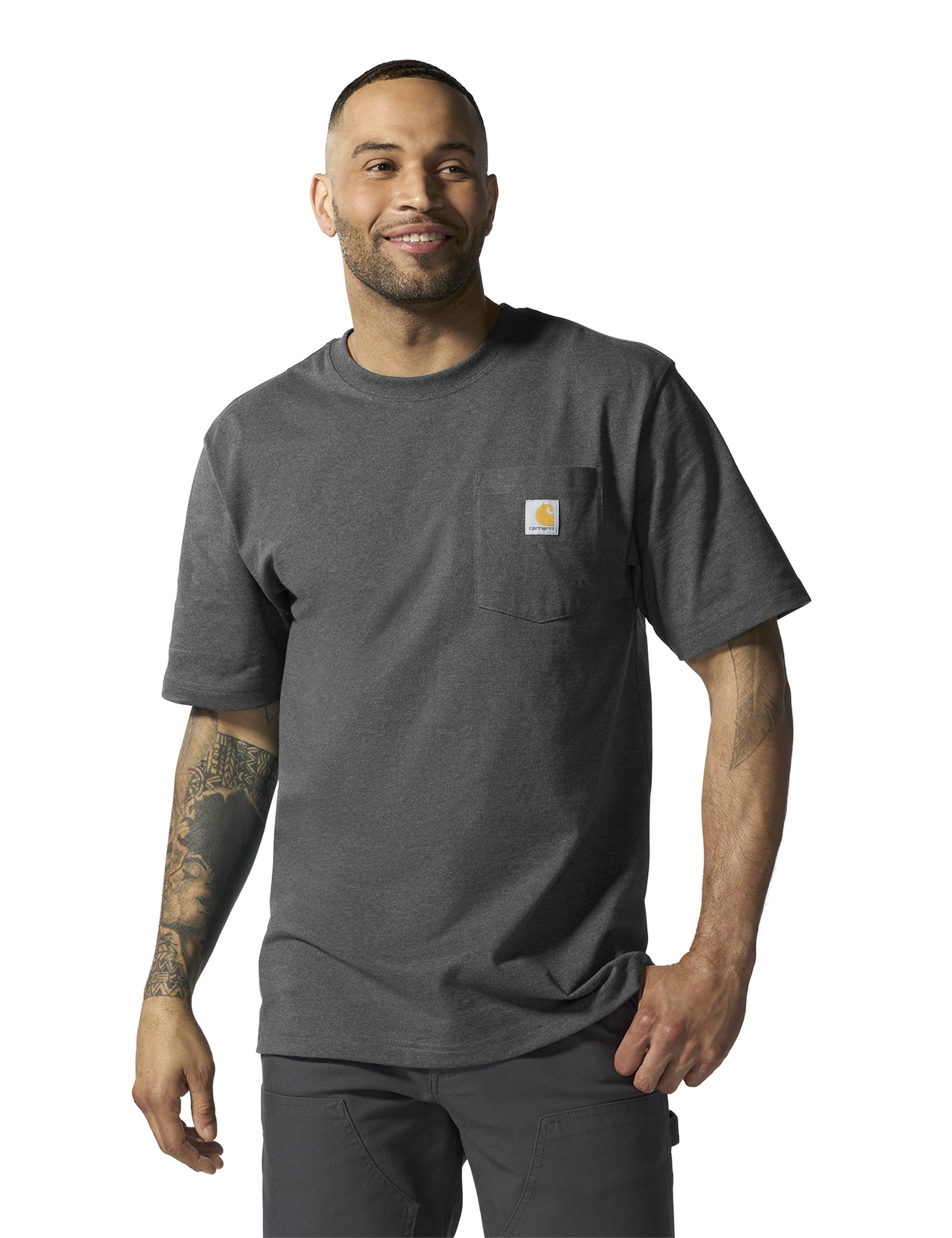 Visit The Carhartt Store Work Wear Pocket Short-Sleeve Camiseta para Hombre Carbonio Heather XL
