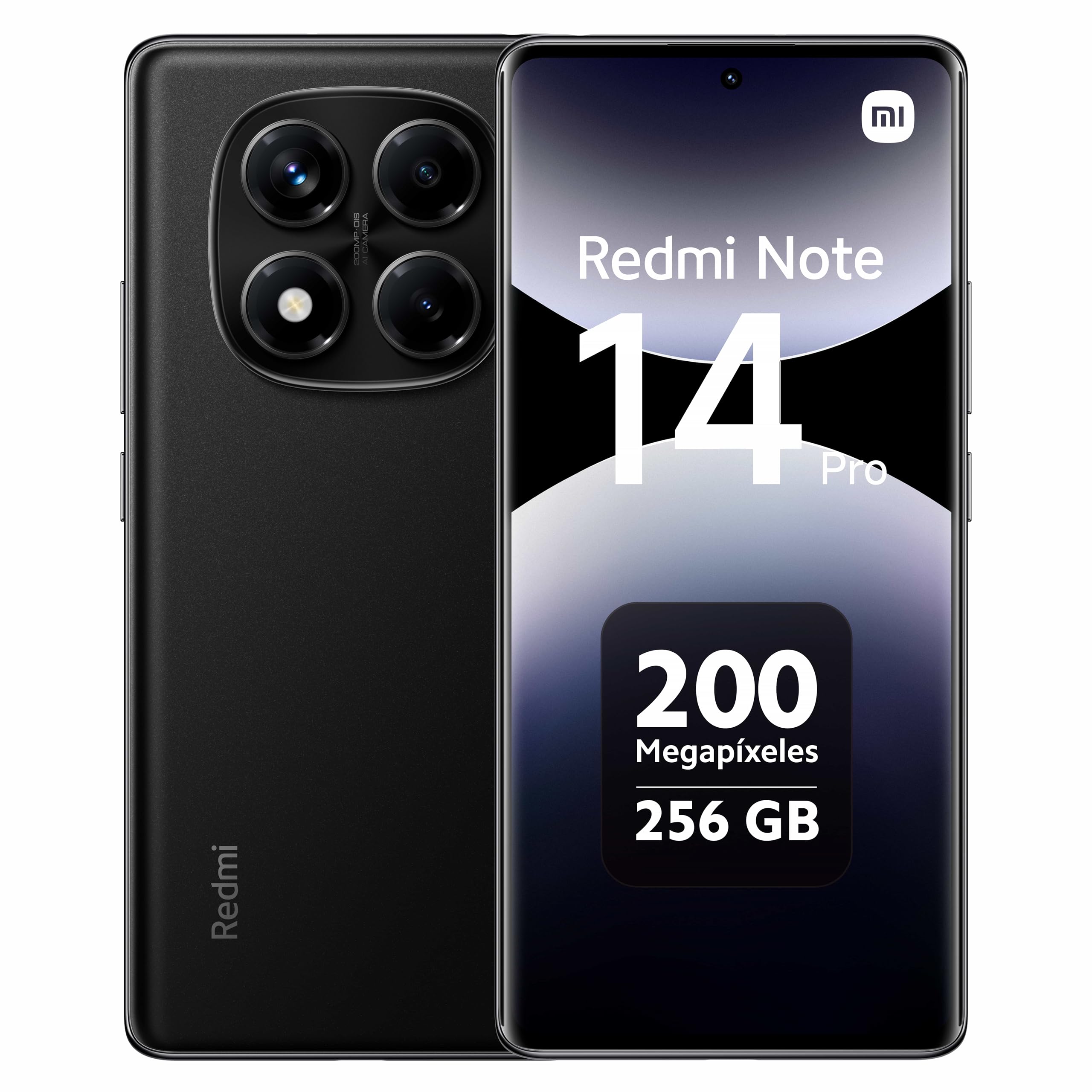XIAOMI Redmi Note 14 Pro - Smartphone de 8+256GB, Pantalla de 6,67" AMOLED FHD+ 120Hz, MediaTek Helio G100-Ultra, Cámara de 200MP, TurboCharge 45W, 5500 mAh, Cargador no Incluido, Negro (Versión ES)