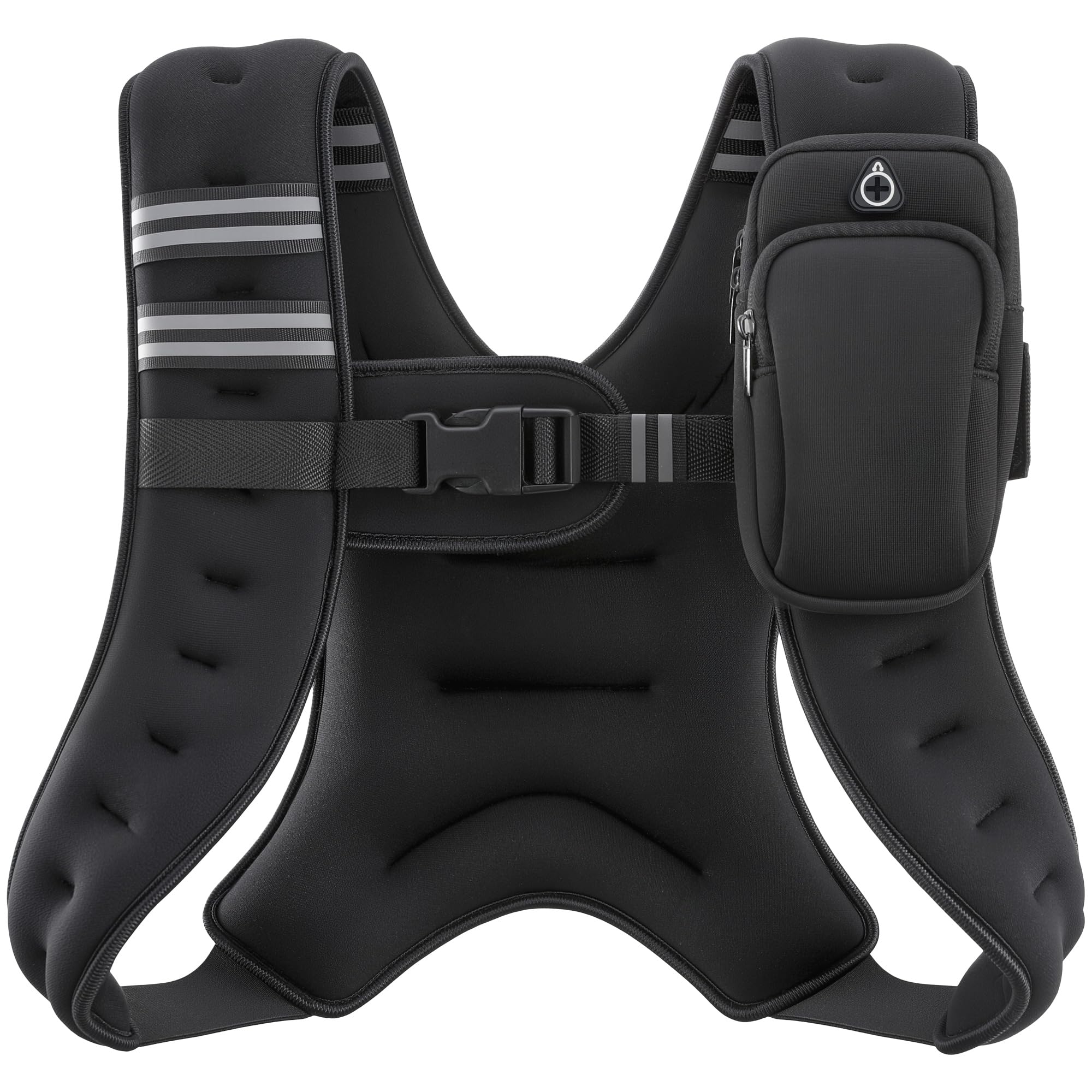 ZELUS Chaleco con peso para entrenamiento de fuerza, equipo de ejercicio ajustable de 5,5 kg para gimnasio en casa, chaleco de peso de arena de hierro con soporte para brazalete para hombres y mujeres
